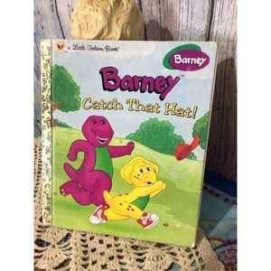 1997 Little Golden Book “Barney Catch That Hat” Hardback Vintage